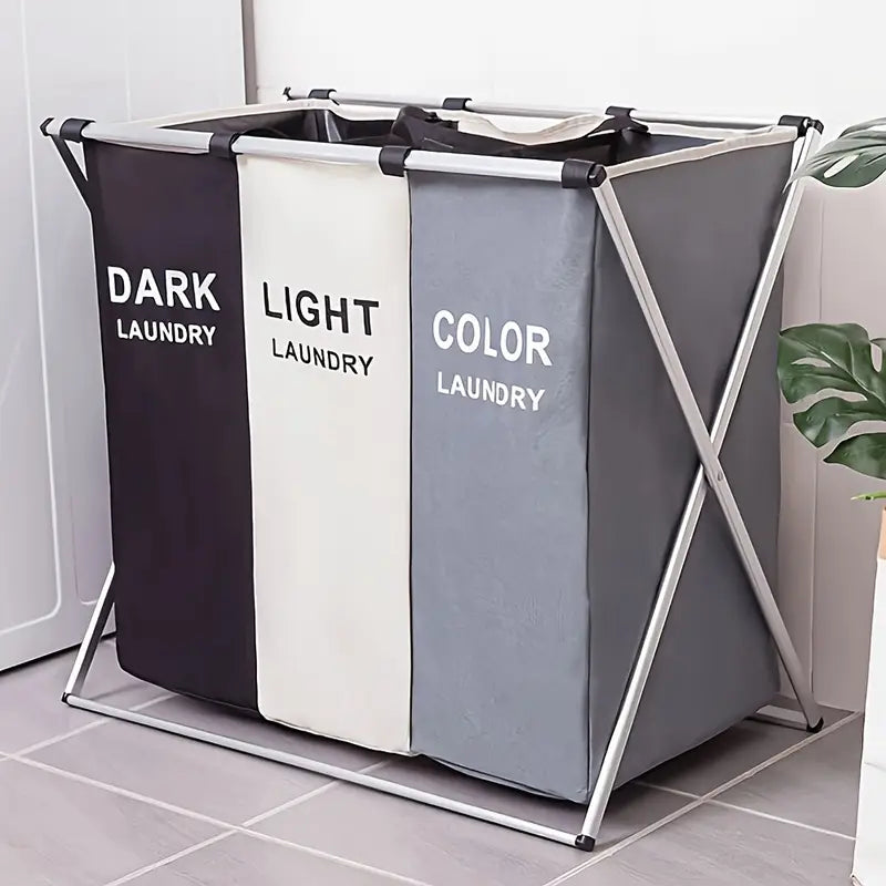 3-Section Foldable Laundry Basket