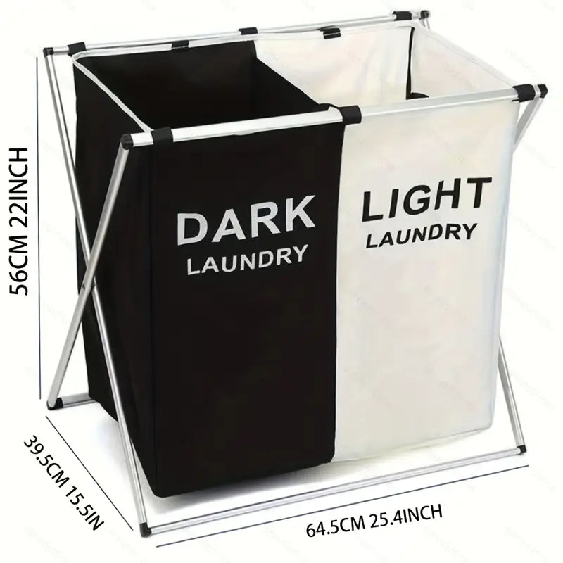 3-Section Foldable Laundry Basket